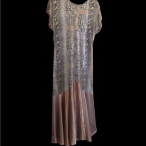 Beige, brown and black maxi dress size 12. Deep v neck in back